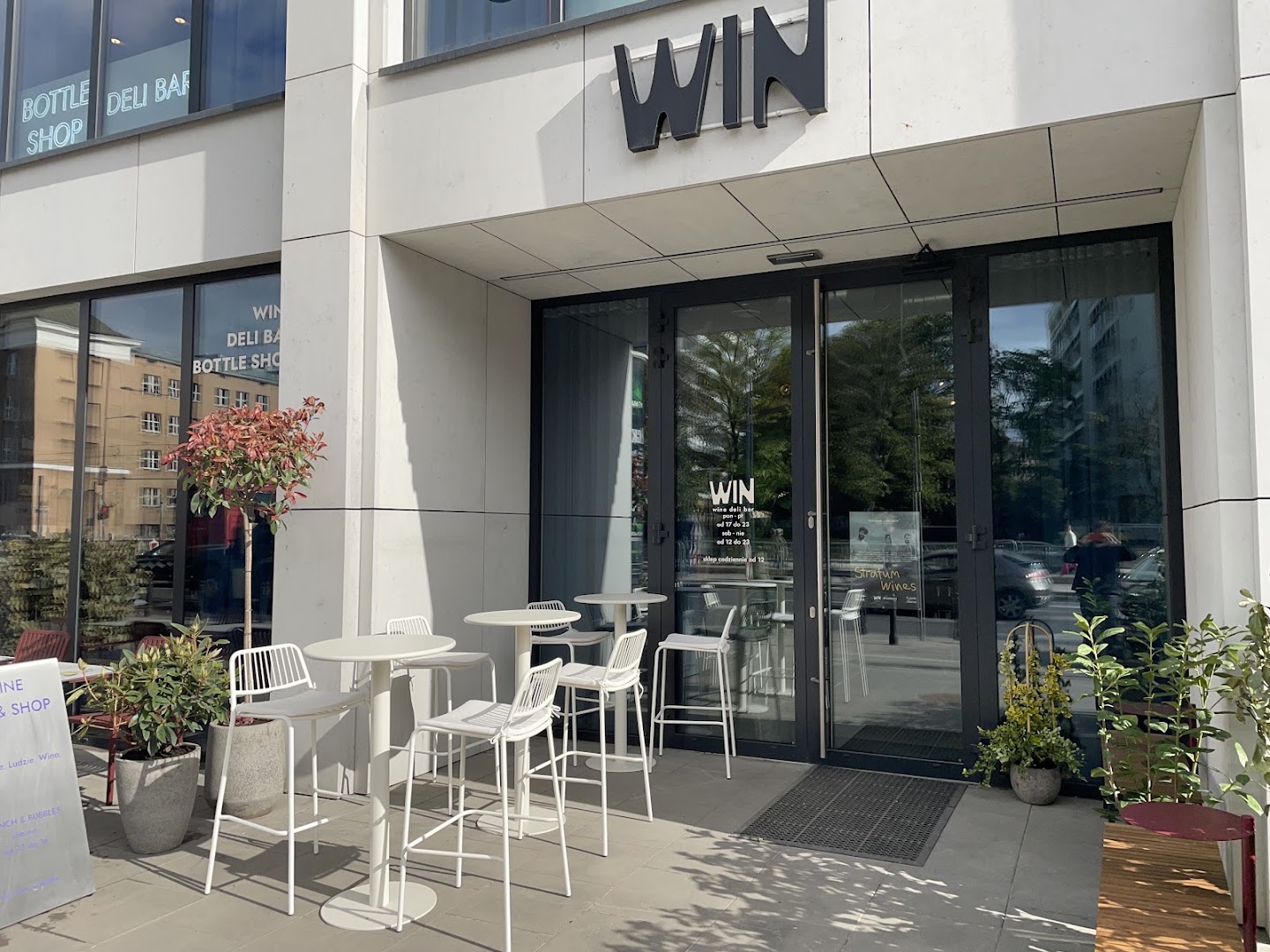WIN wine bar & shop: clear, professional exterior venue shot
