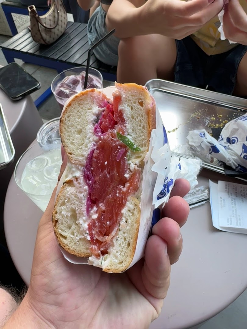 The Bagel Bar: appetizing close-up of bagel sandwich