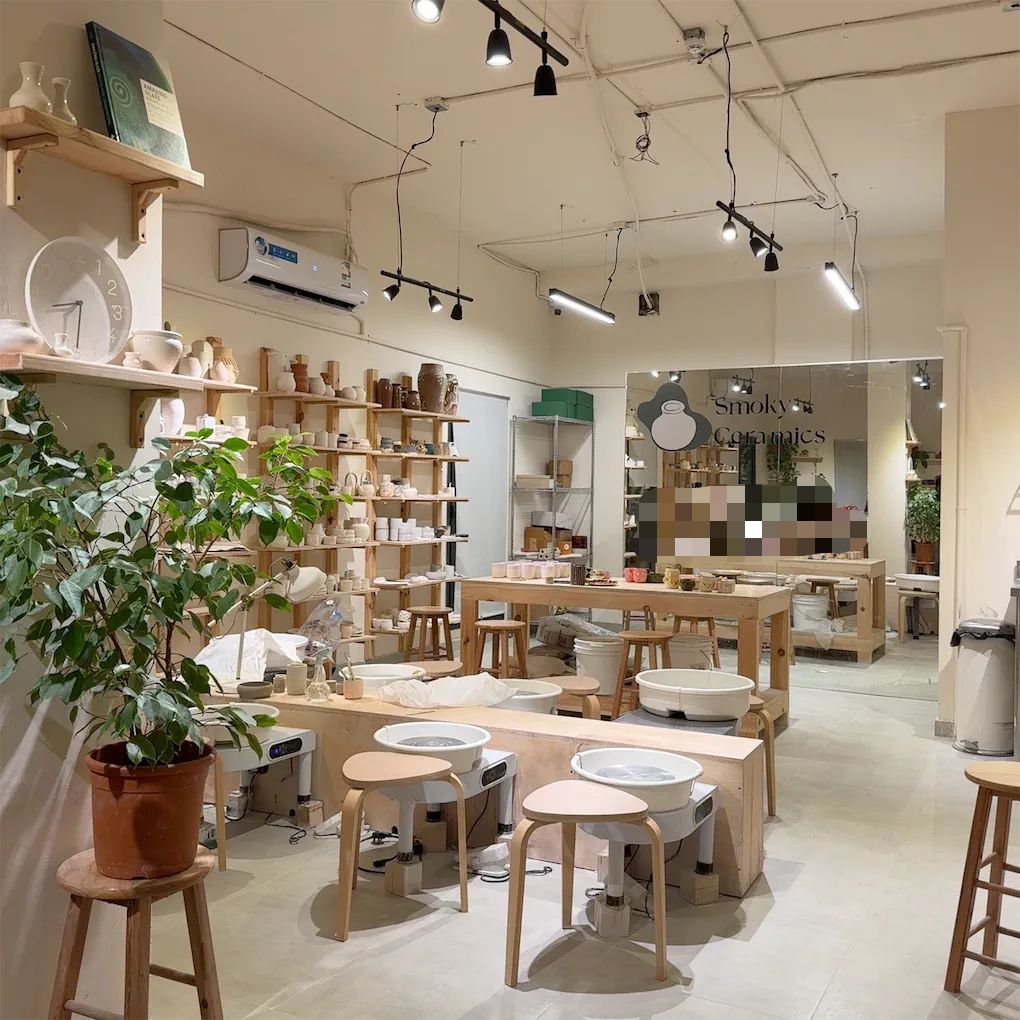 Smoky Ceramics Studio: clear, inviting studio interior shot