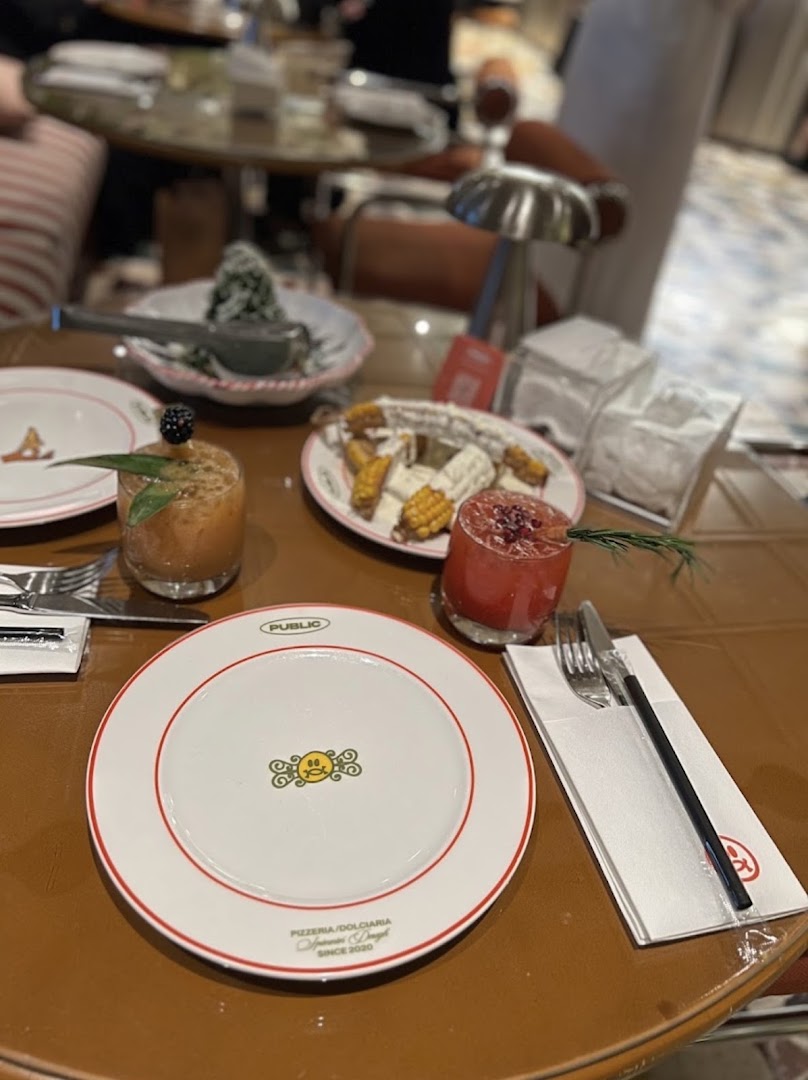 Public: appetizing food and drink presentation