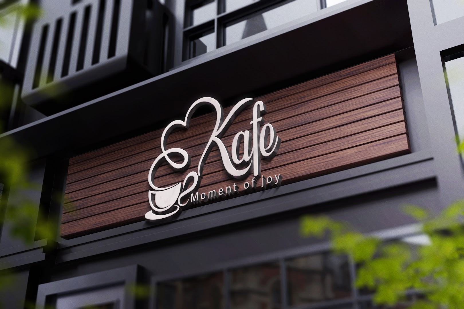 Kafe: professional signage photo of venue
