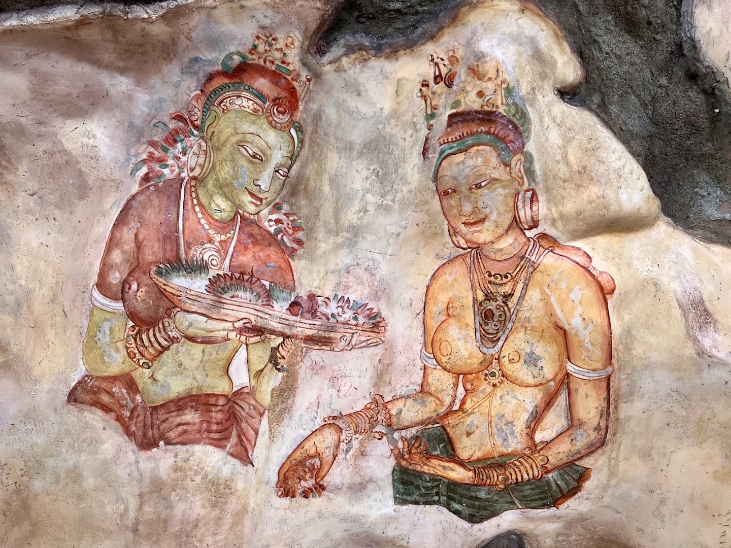 Sigiriya Rock Fortress: high quality historical fresco detail