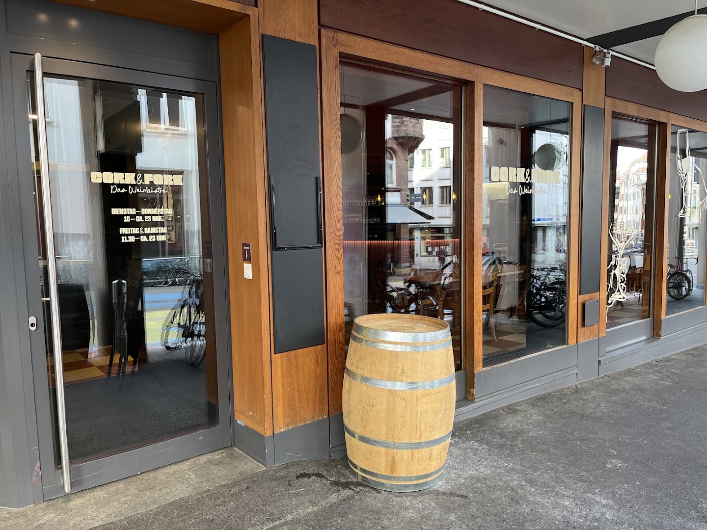 Cork & Fork: clear exterior shot of venue