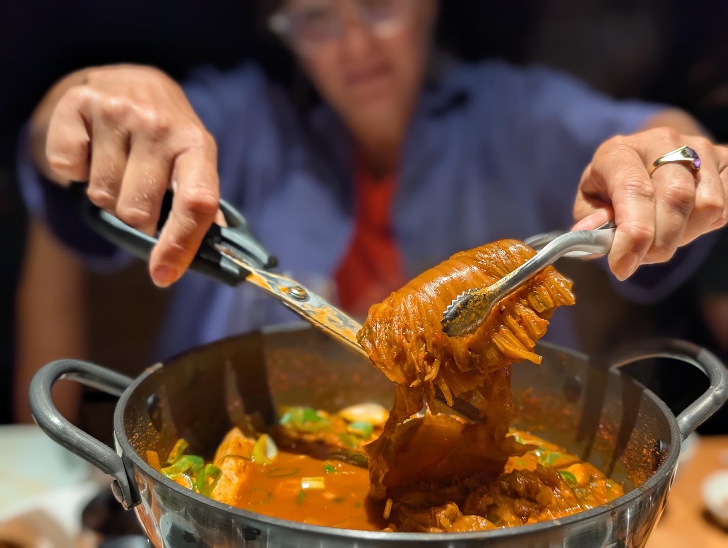 Kimchi: appetizing food preparation action shot