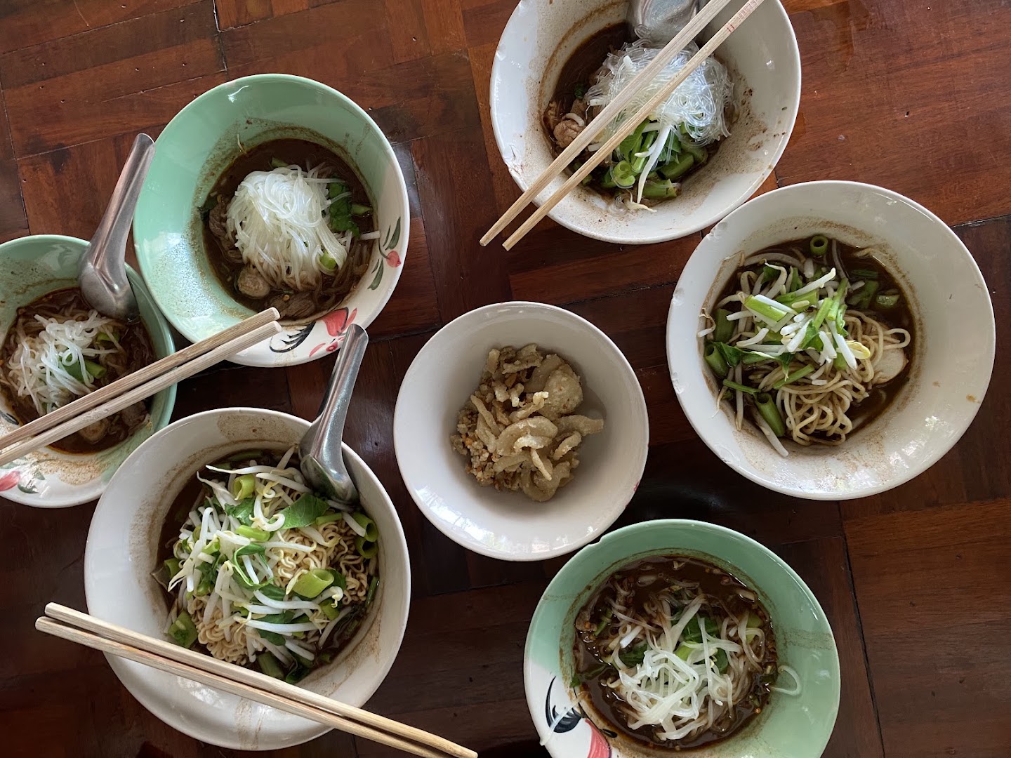 Mae Pranee Boat Noodle: appetizing top-down food shot