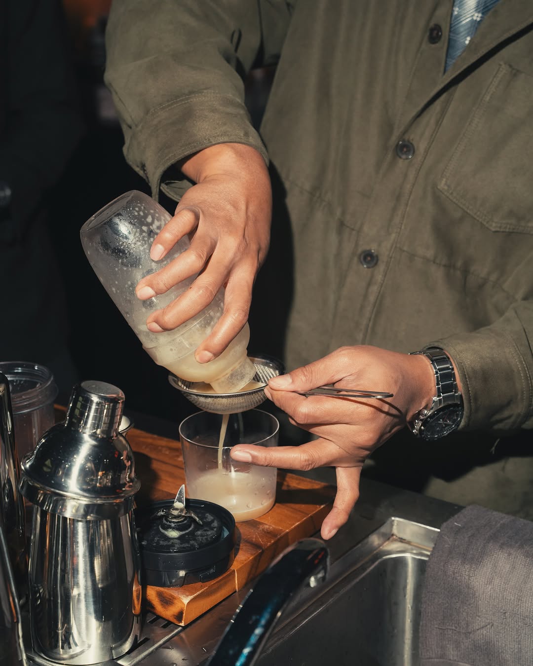 Residents Only: professional shot of drink preparation