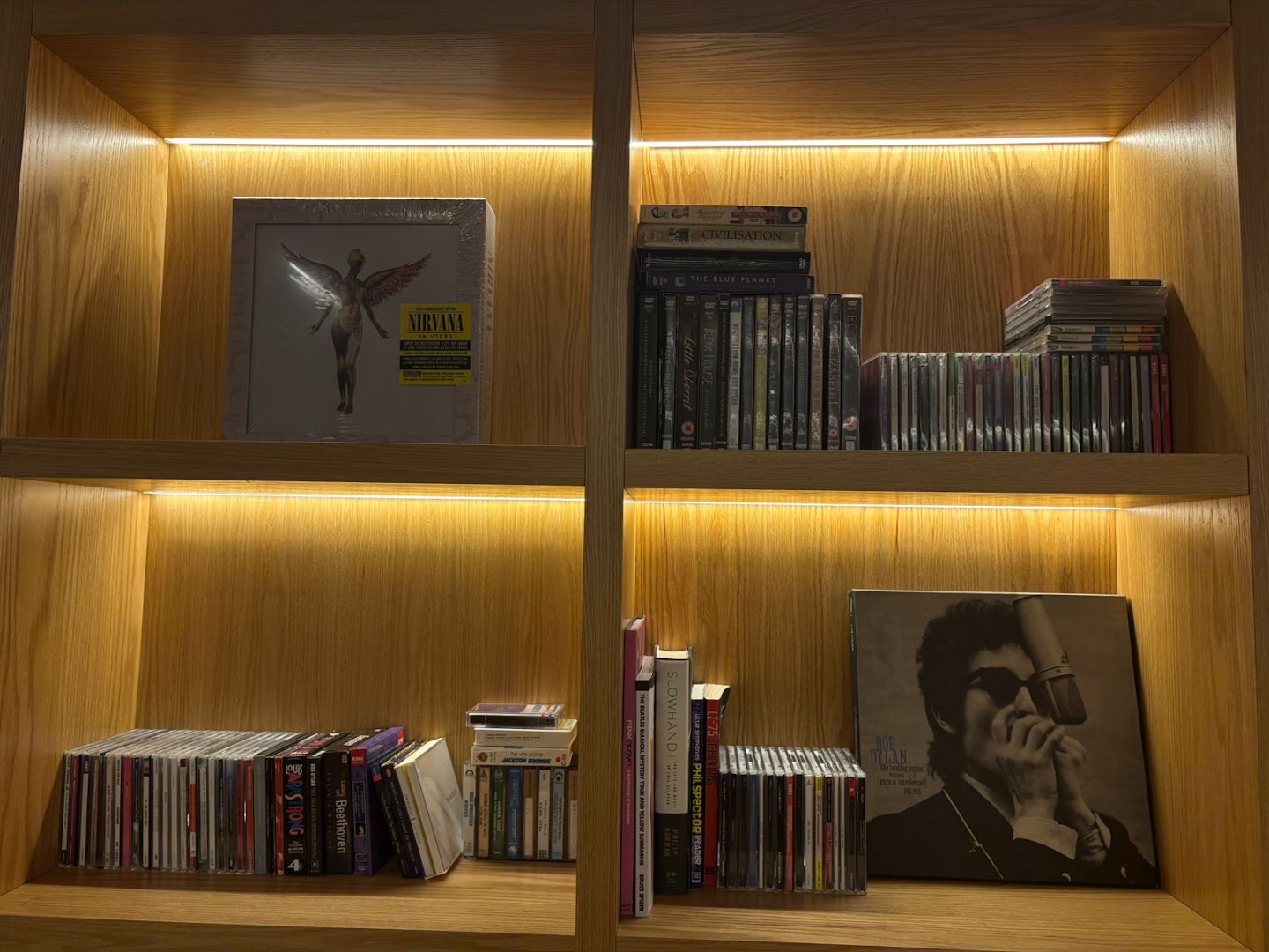 Peninsula Records: clean display of shop products