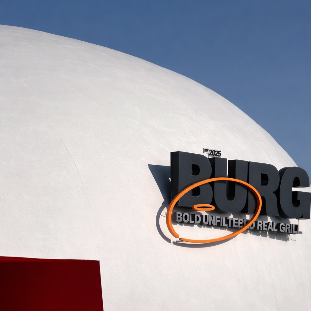 BURG: clear professional exterior signage photo
