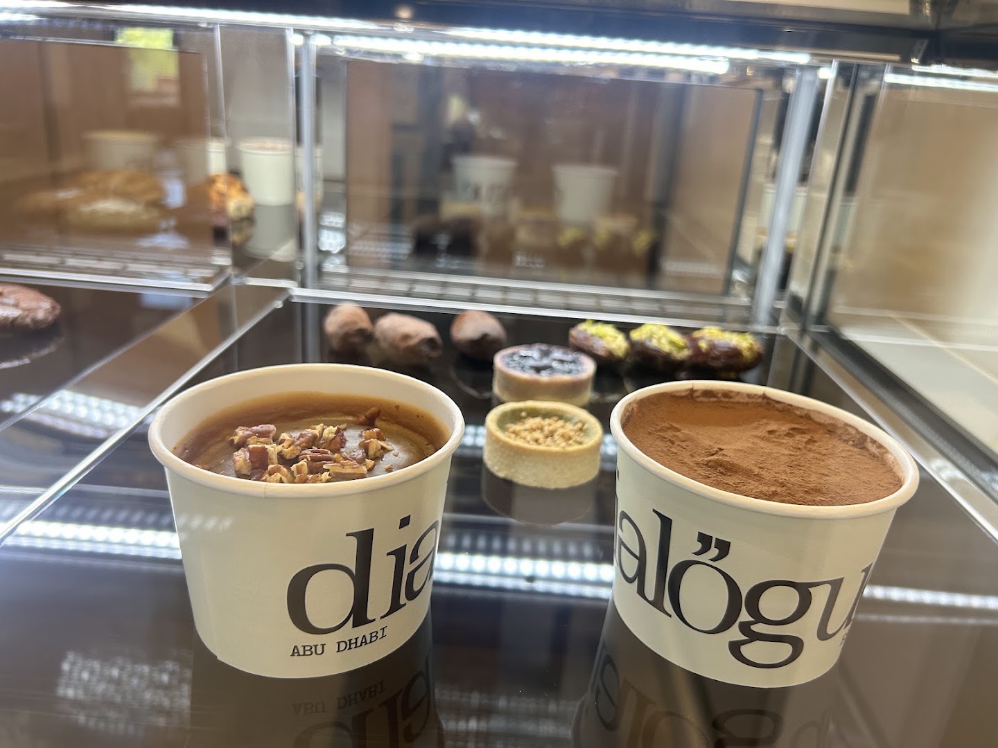 Dialogue: appetizing display of branded desserts