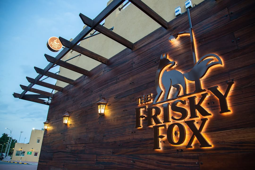 Frisky Fox: professional exterior shot with branding