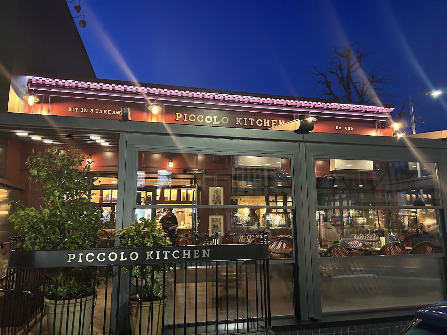 Piccolo Kitchen: attractive exterior shot at dusk