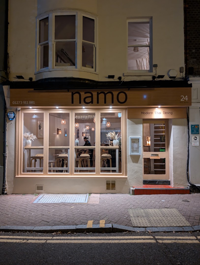 Namo: clear, professional exterior restaurant shot