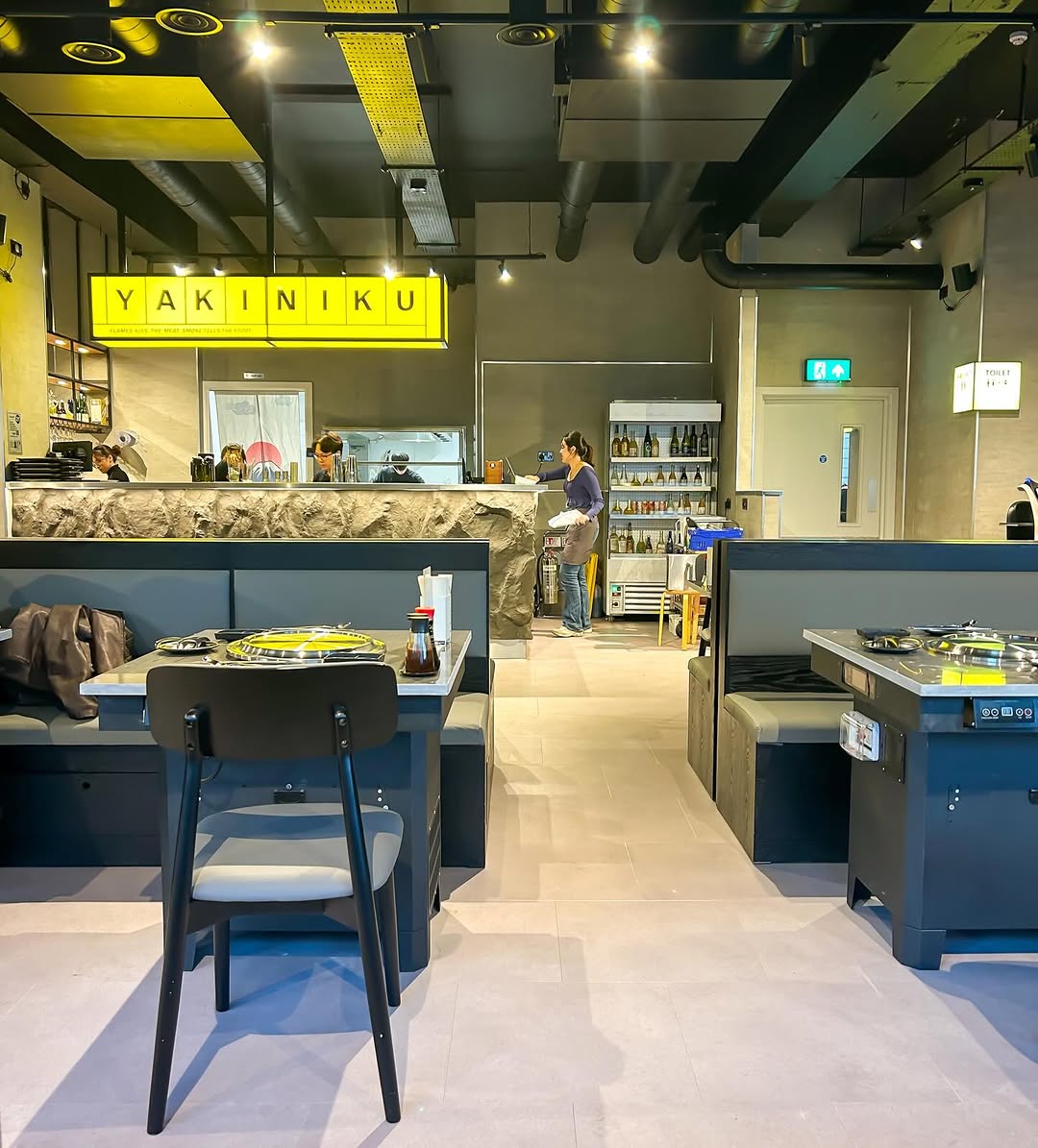 Yakiniku: clear, professional interior restaurant shot