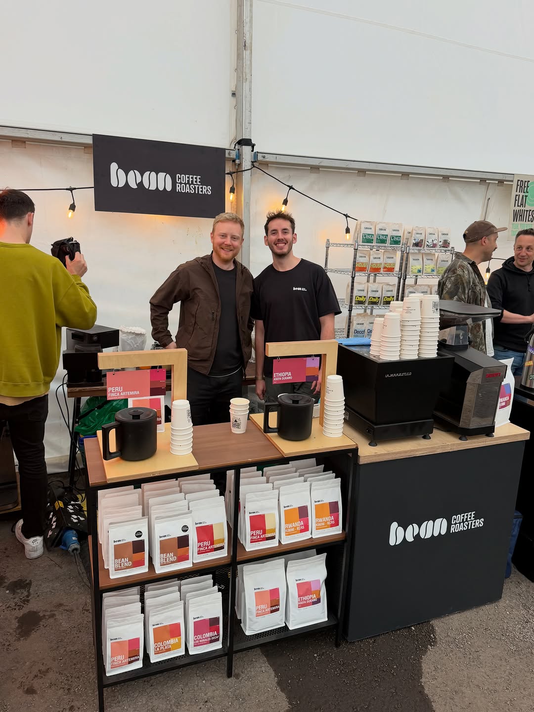 Bean Coffee Roasters: professional staff and product display