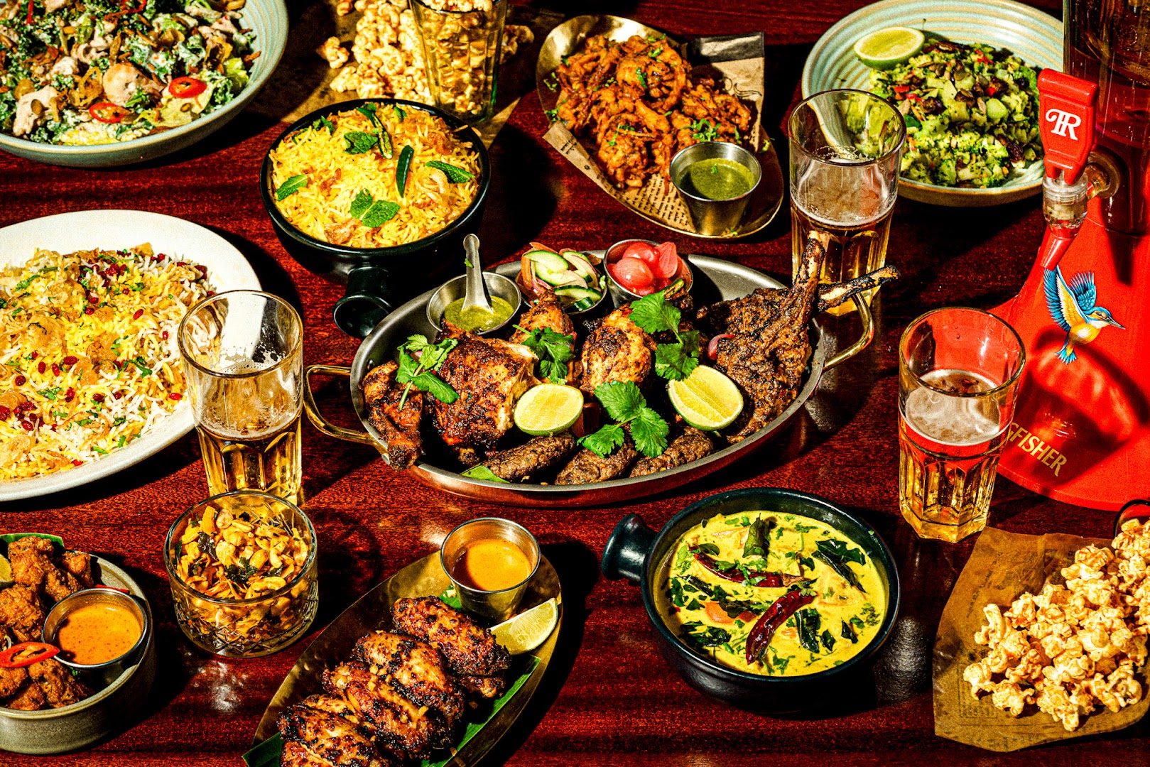 Dishoom Permit Room: high quality appetizing food spread