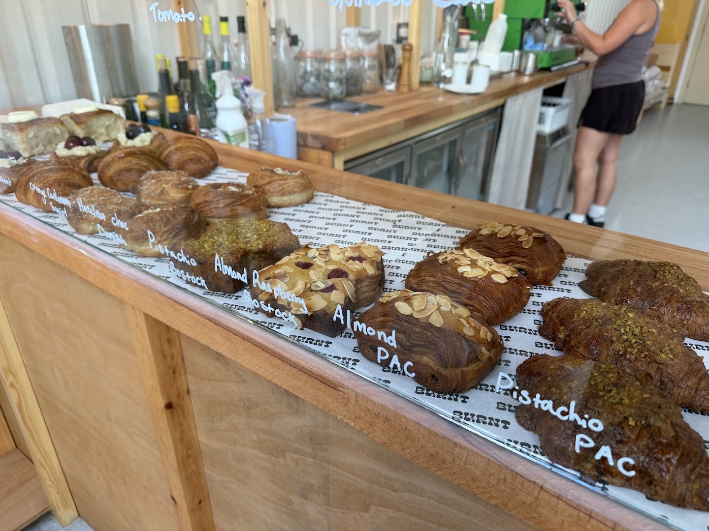 Burnt: appetizing display of fresh pastries