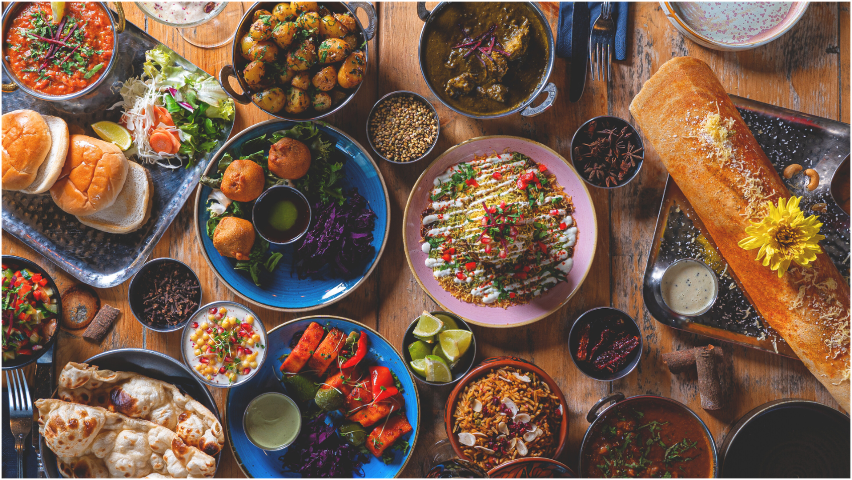 Namaste Village: high quality appetizing food spread