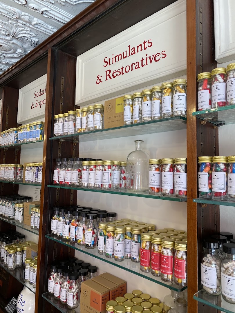 Poetry Pharmacy: clear display of shop products