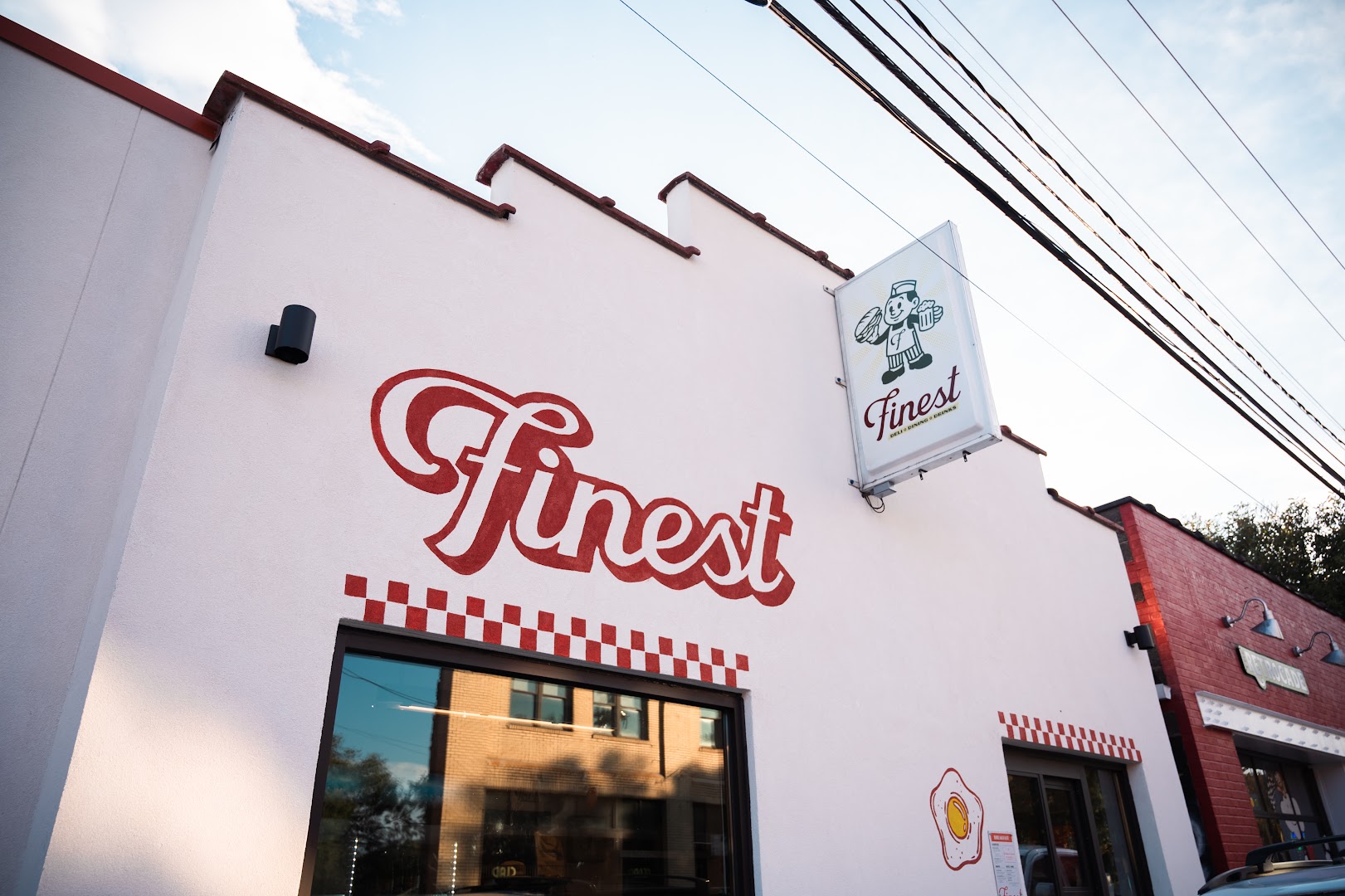 Finest: clear exterior shot of restaurant