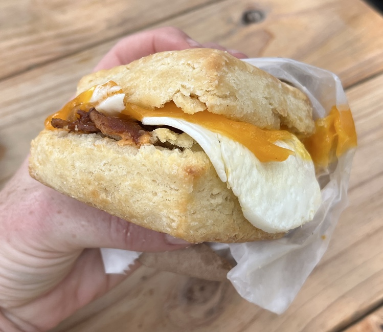 Bird Bird Biscuit: appetizing close-up of breakfast food