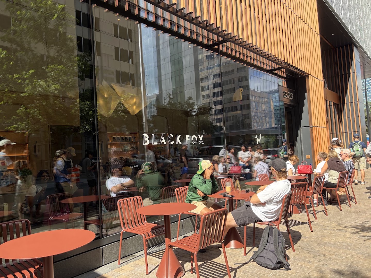 Black Fox Coffee: inviting outdoor seating area shown