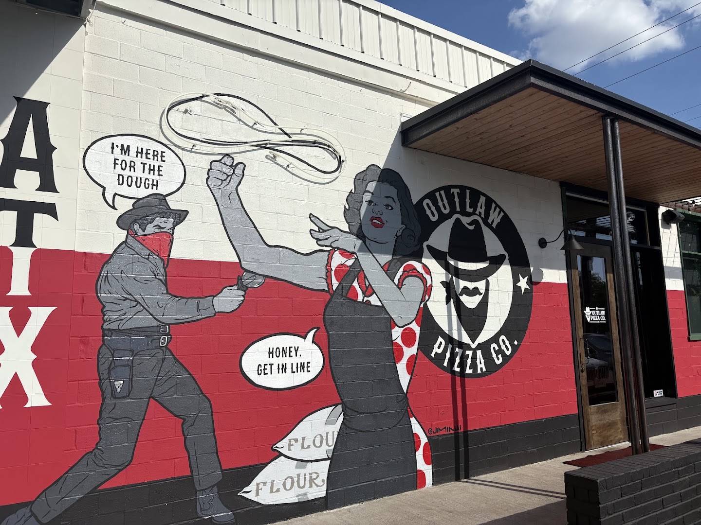 Outlaw Pizza: attractive exterior mural and branding