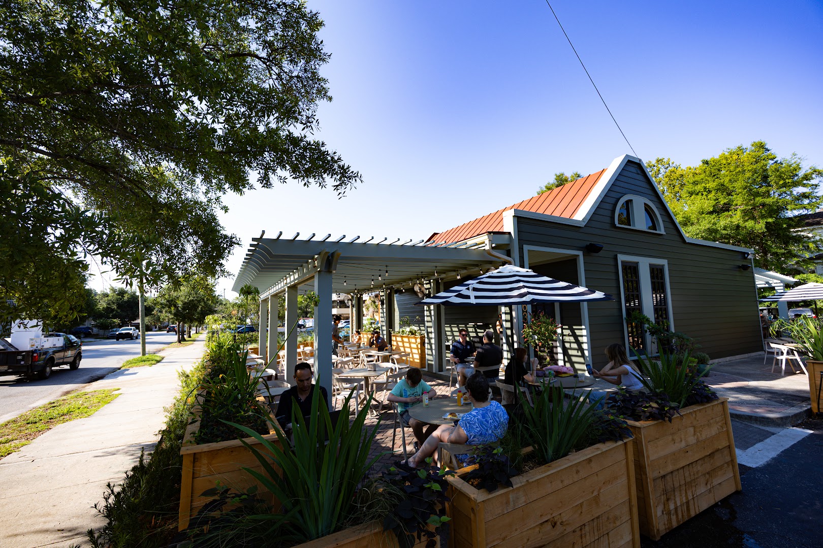 Odd Duck Market: inviting outdoor seating area shown