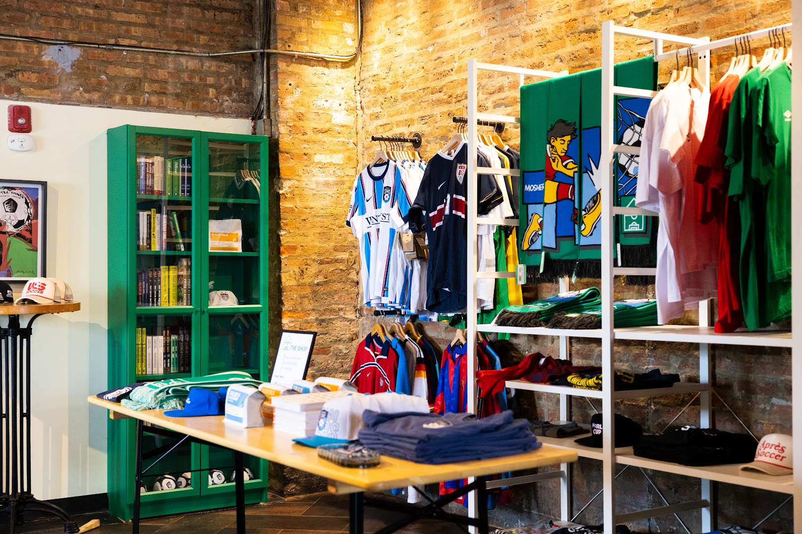Soccer House: venue interior and merchandise