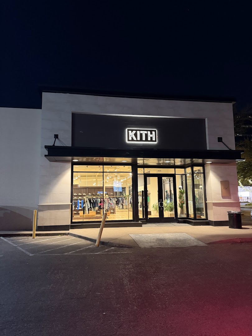 Kith Dallas: clear storefront photo at night