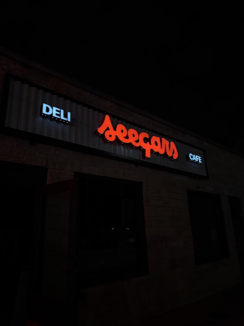 Seegars Deli: clear exterior signage at night
