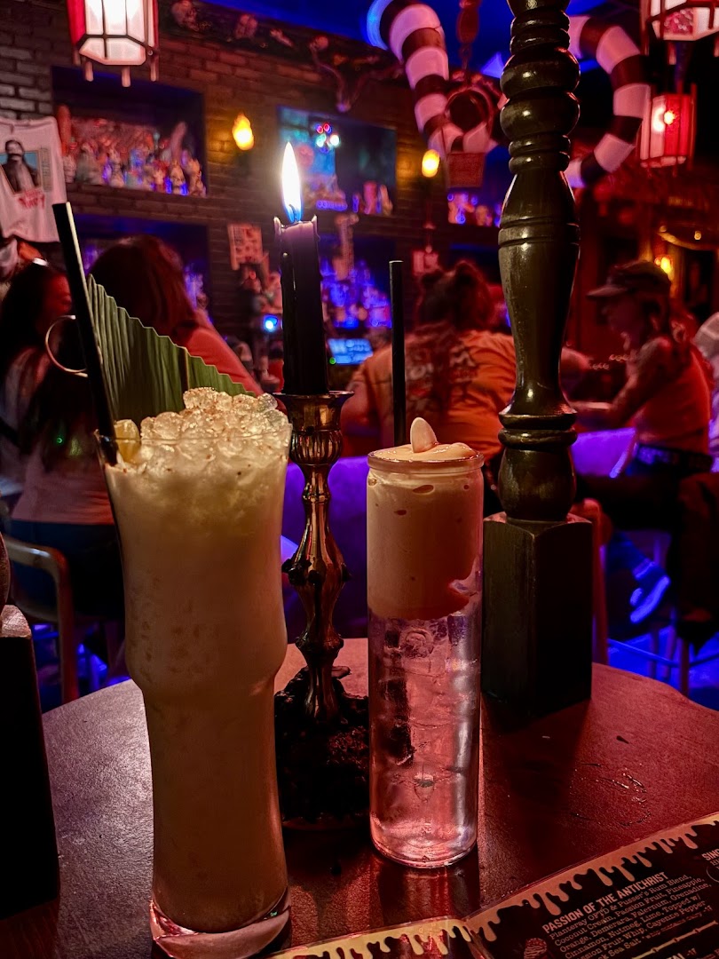 Hell or High Water Tiki: atmospheric shot of signature drinks