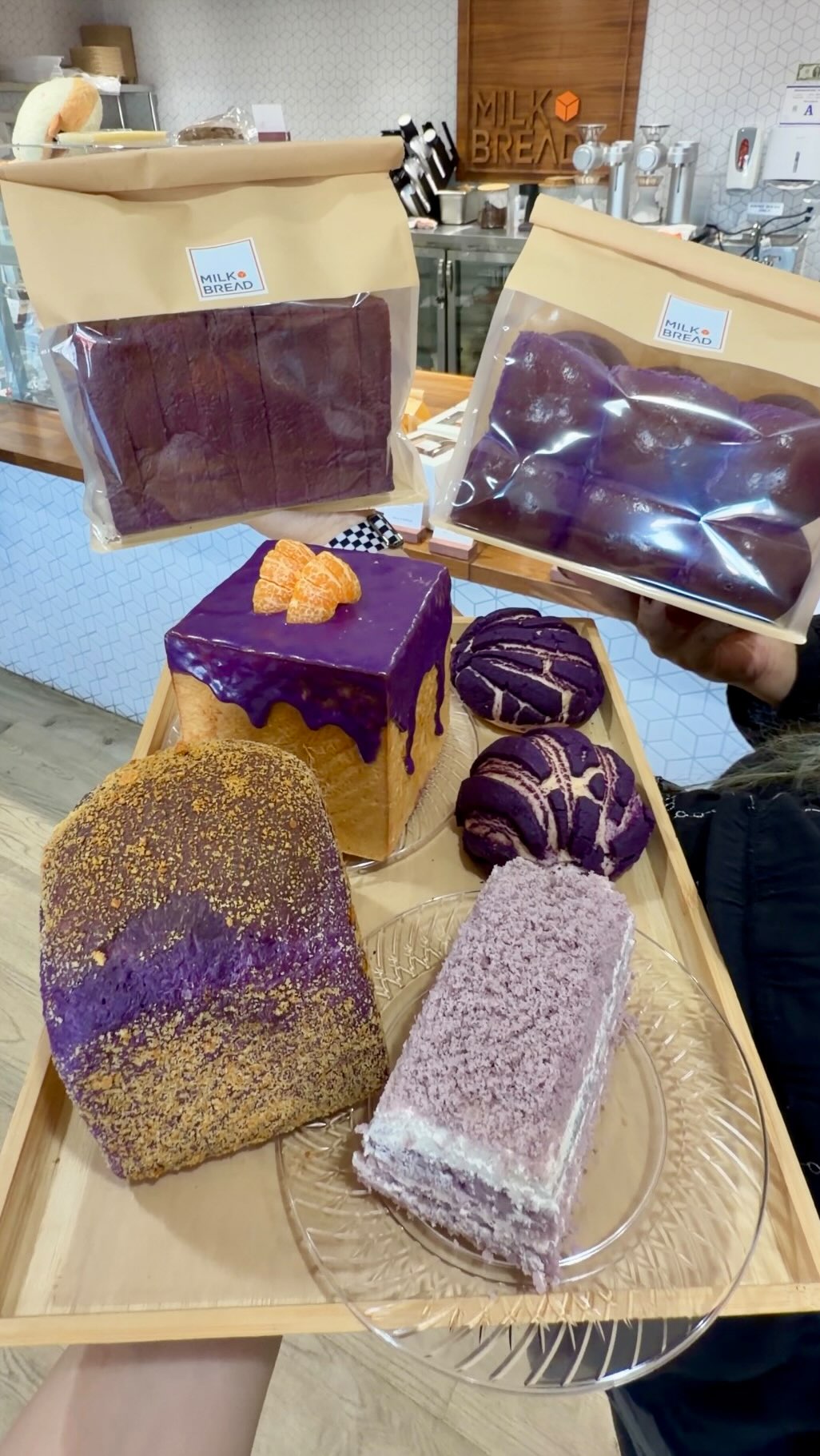 Milk Bread: appetizing display of shop products