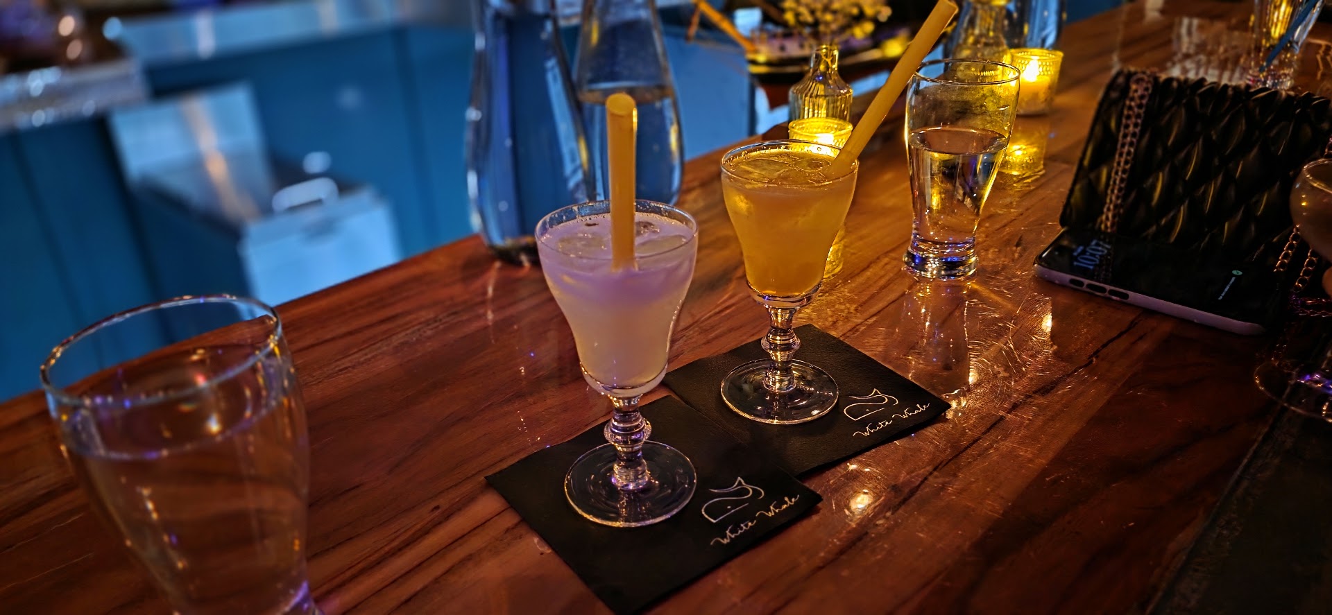 White Whale: appealing shot of bar drinks
