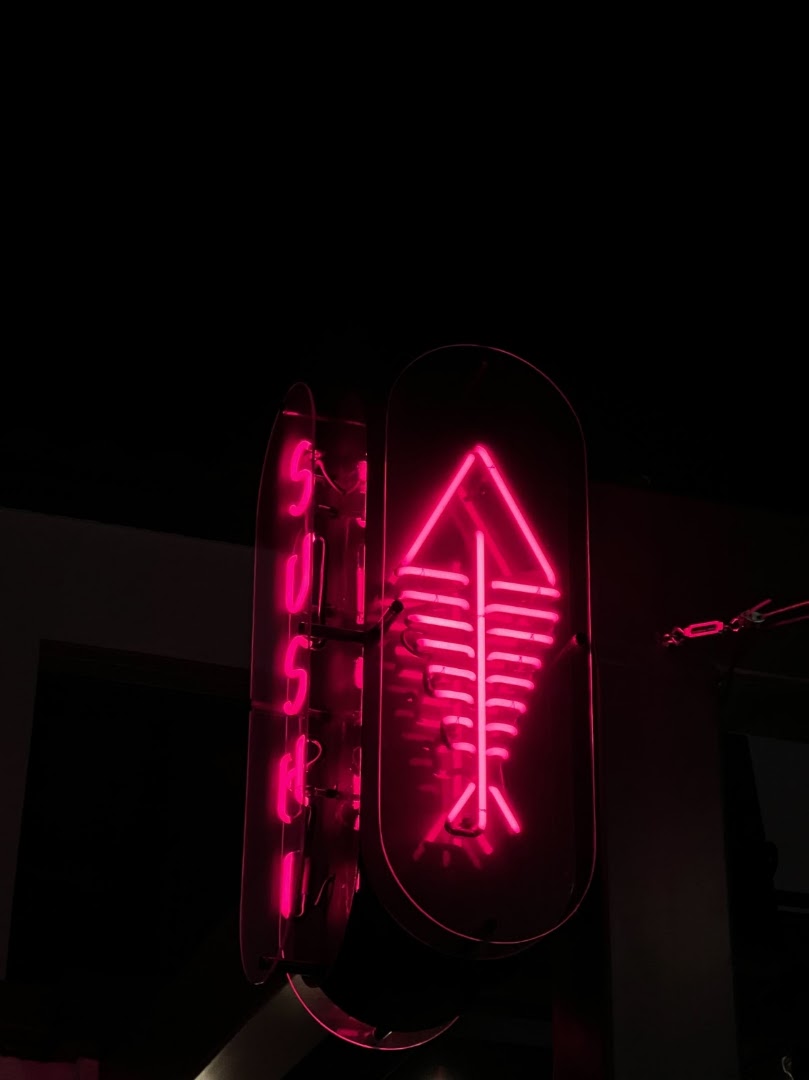Sushi Row: stylish neon signage captures atmosphere