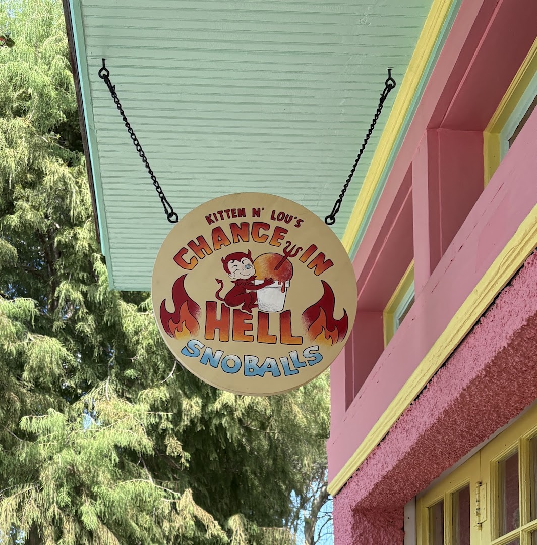 Chance in Hell Snoballs: clear photo of shop signage