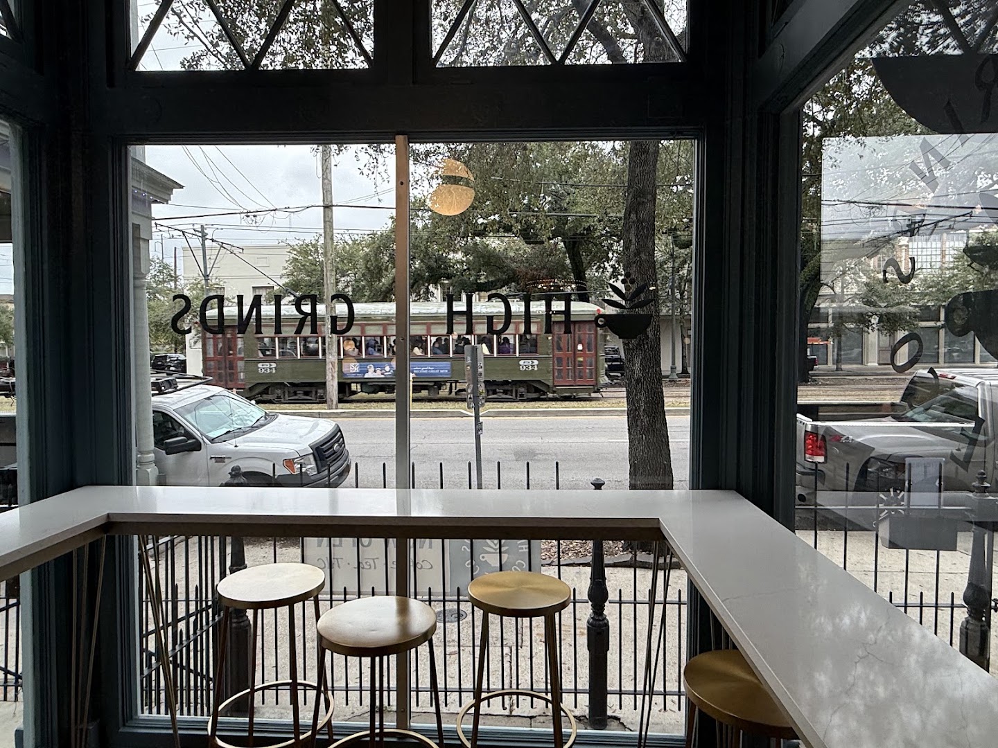 High Grinds: inviting interior with street view