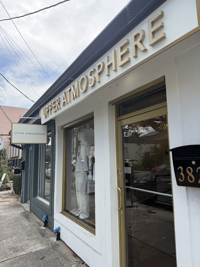 Upper Atmosphere: clear storefront photo showing branding