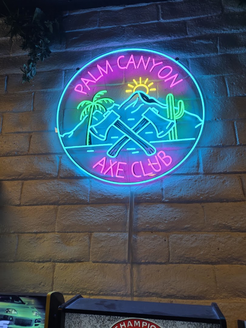 Palm Canyon Axe Club: attractive neon venue signage