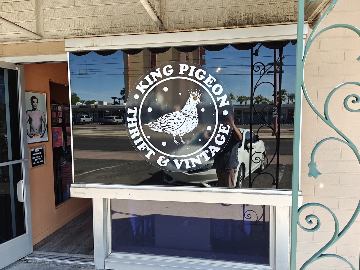 King Pigeon Thrift & Vintage: clear storefront signage and branding