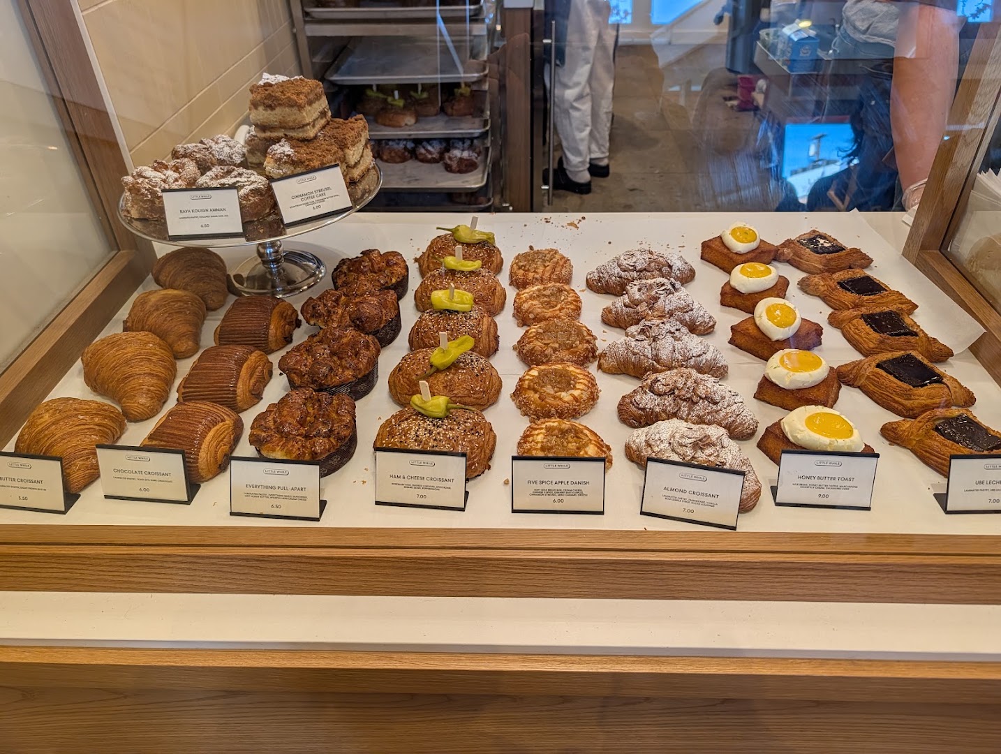 Little While: appetizing display of fresh pastries