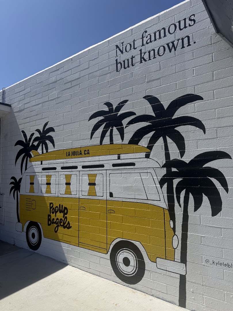 PopUp Bagels: attractive mural of venue branding