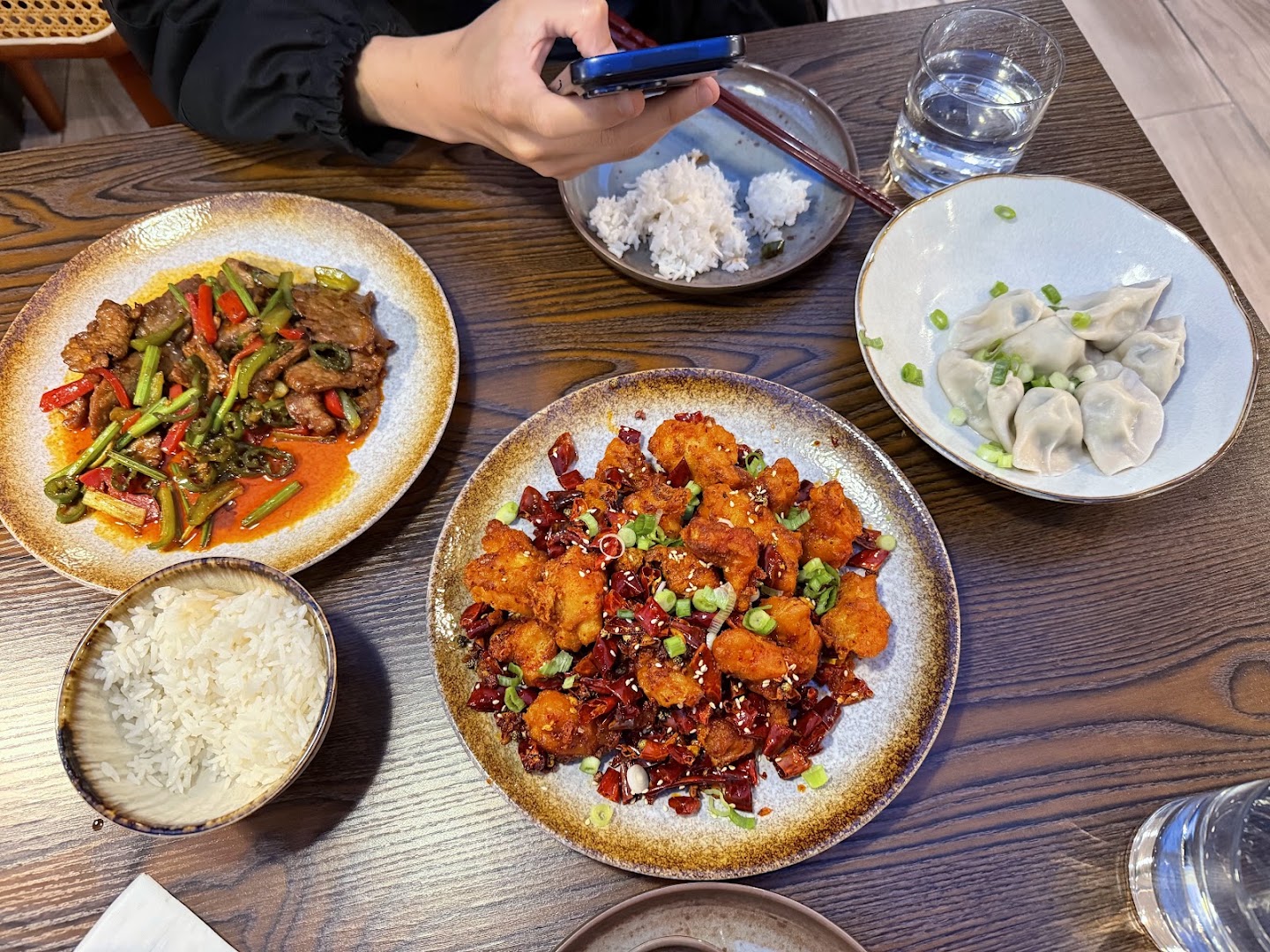 Dumpling Patio: appetizing food spread, clear quality