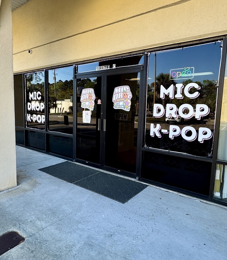 Mic Drop K-Pop Shop: clear storefront photo showing location