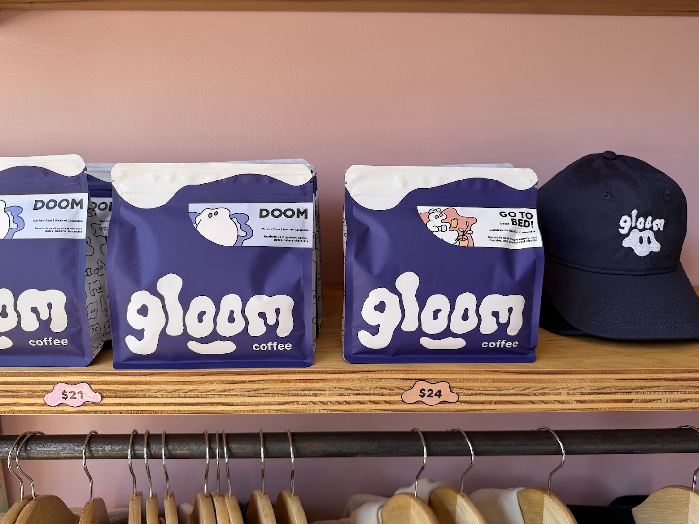 Gloom Coffee Bar: clear photo of branded products