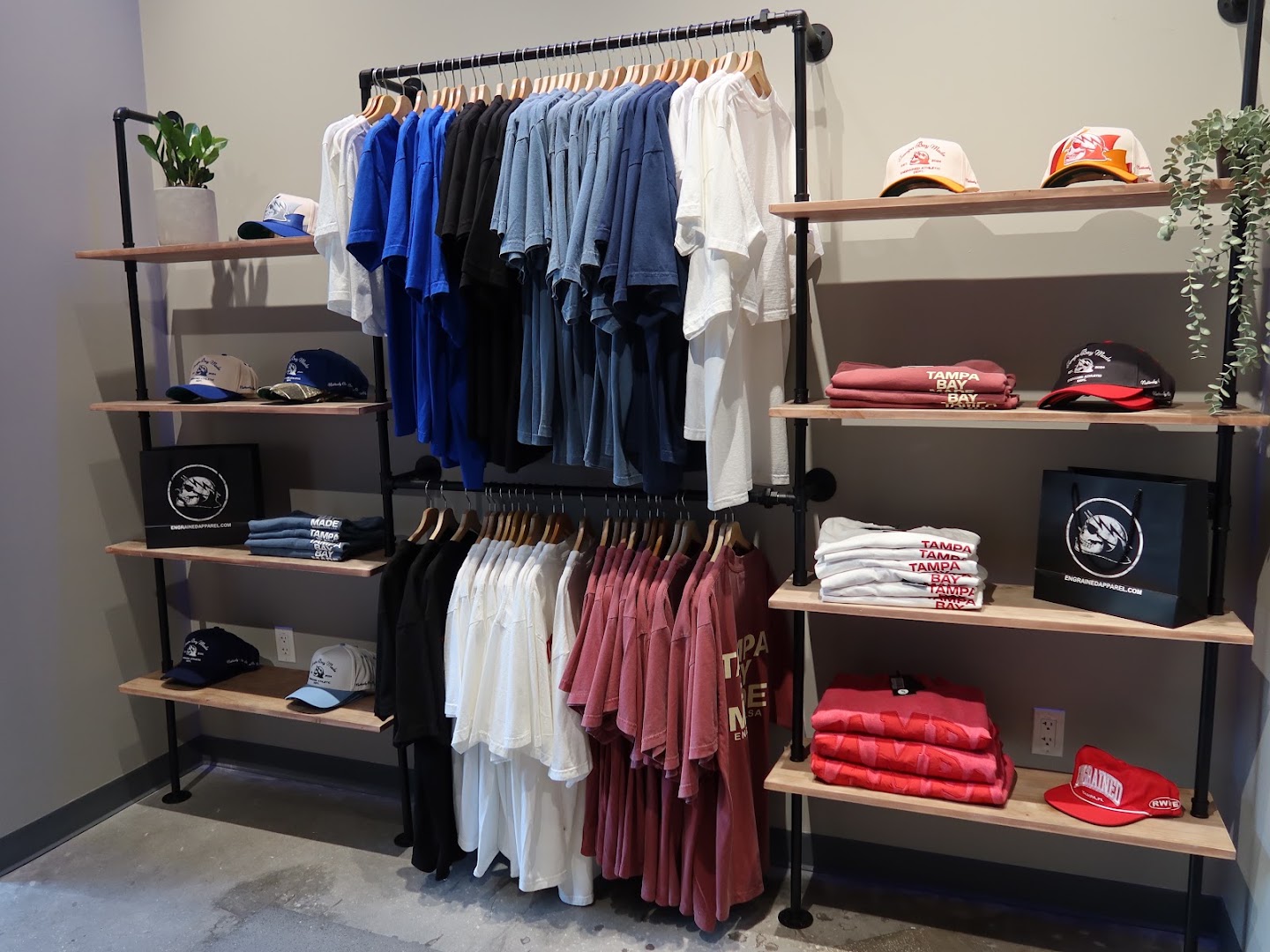 Engrained Lifestyle Apparel: clear display of shop products