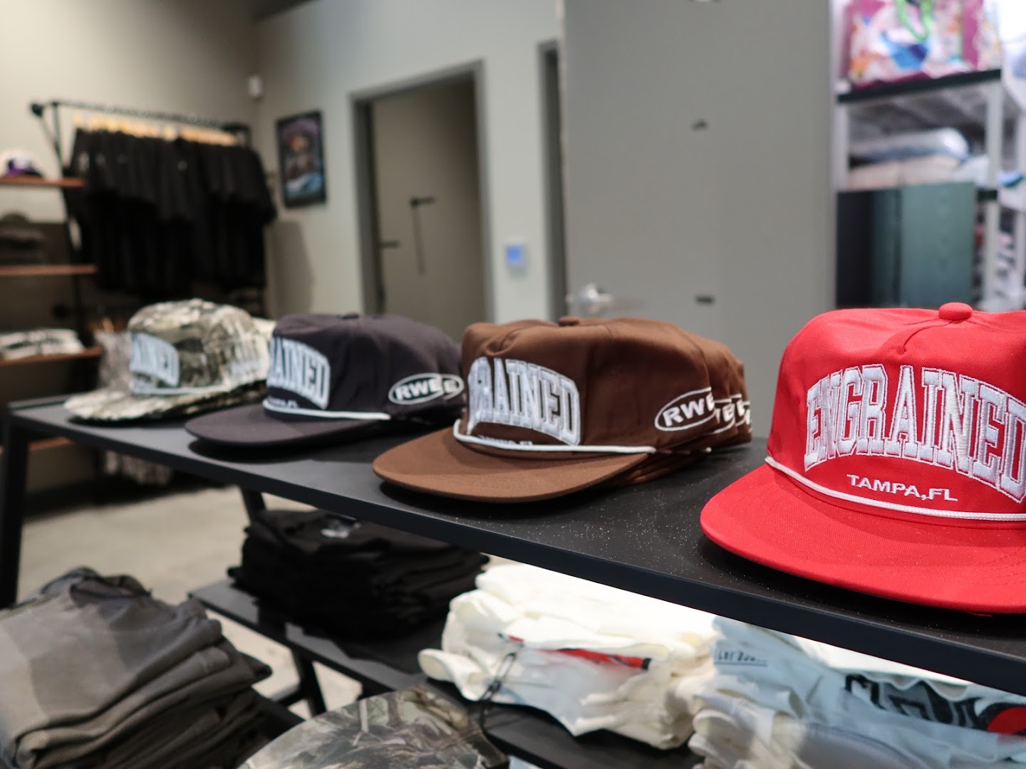Engrained Lifestyle Apparel: clear display of shop products
