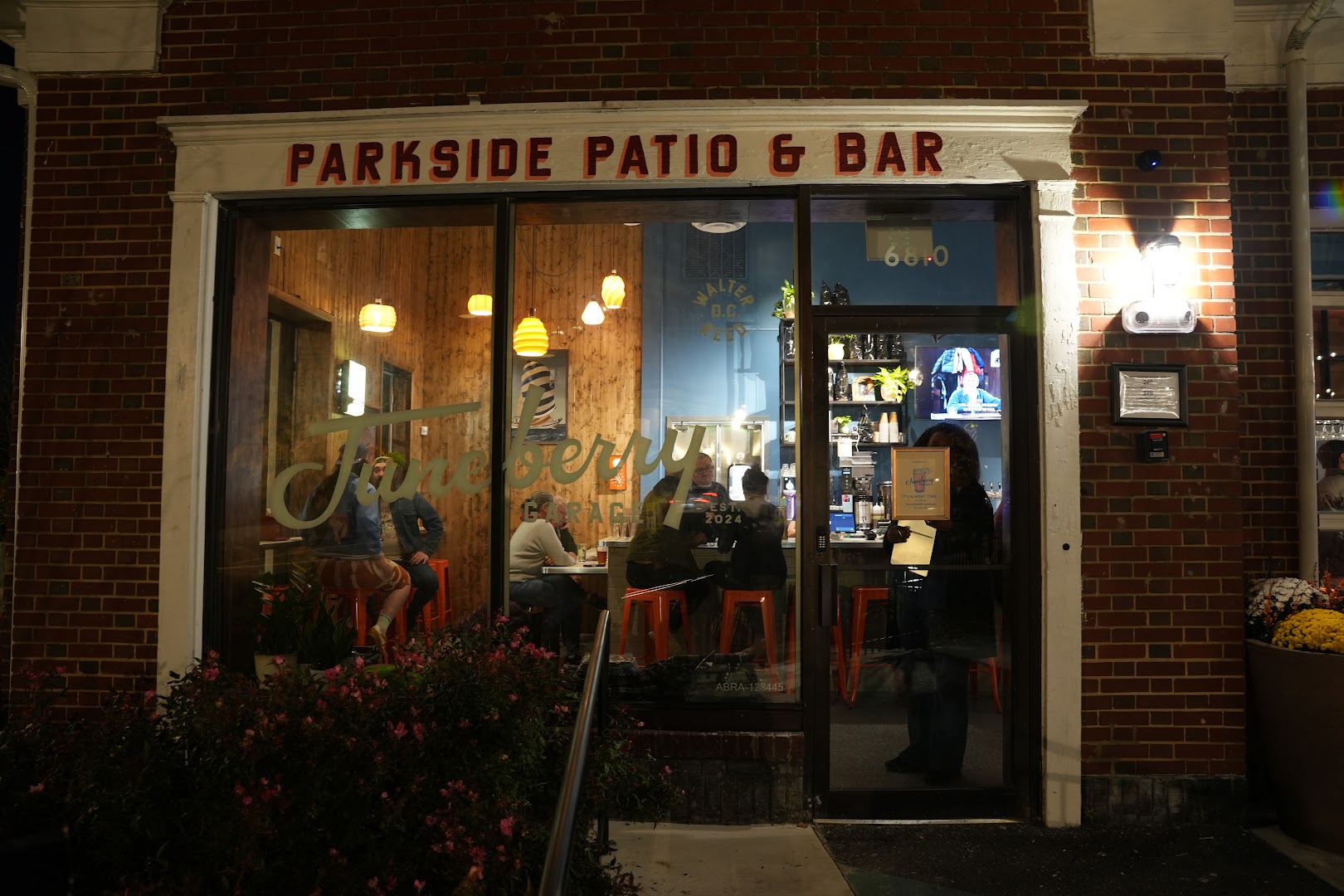Juneberry Garage: clear, inviting exterior restaurant shot