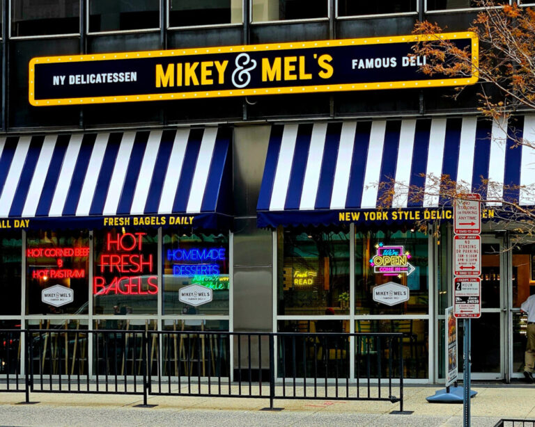 Mikey & Mel's: clear, professional exterior storefront shot