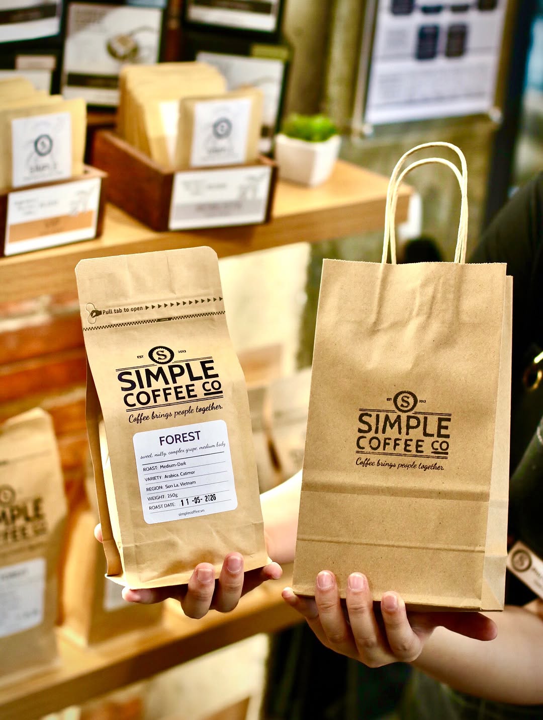 Simple Coffee: professional product shot showing branding