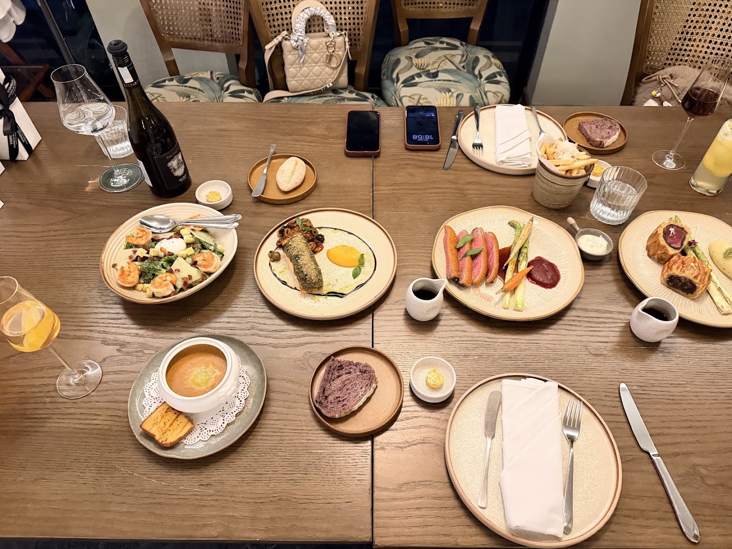The Palm: appetizing food spread at table